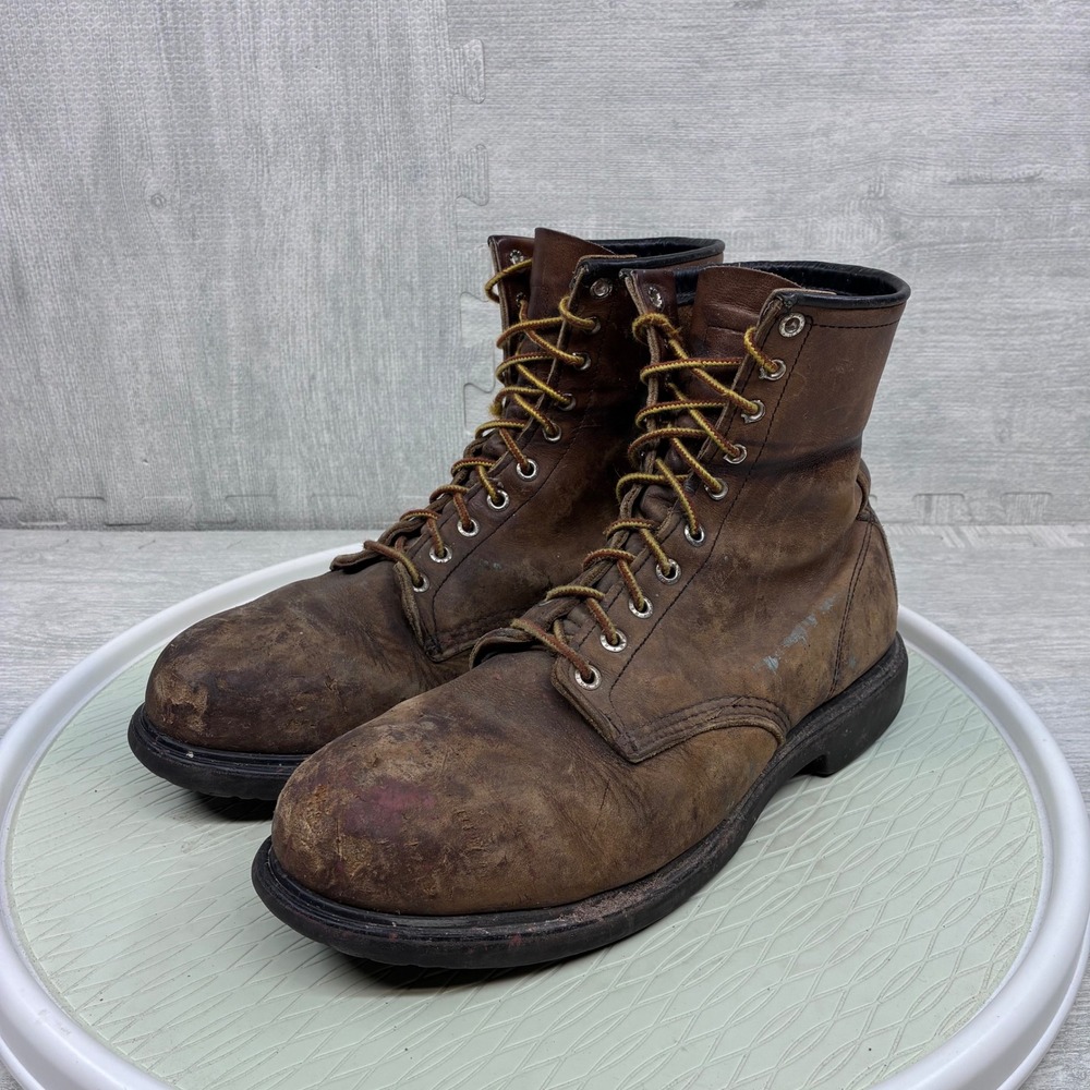 Red Wing Boots Mens 10.5 EE Brown Leather SuperSole 8" Steel Toe USA Made 2233